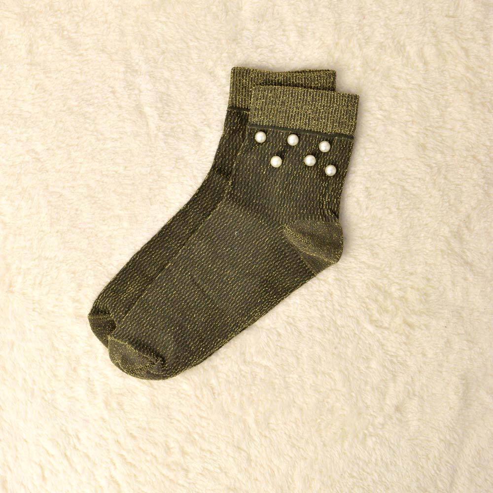 Γυναικείες κάλτσες με πέρλες και ασημοκλωστή