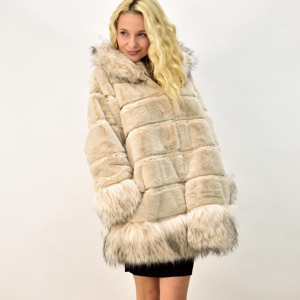 Γυναικείο παλτό με συνθετική γούνα