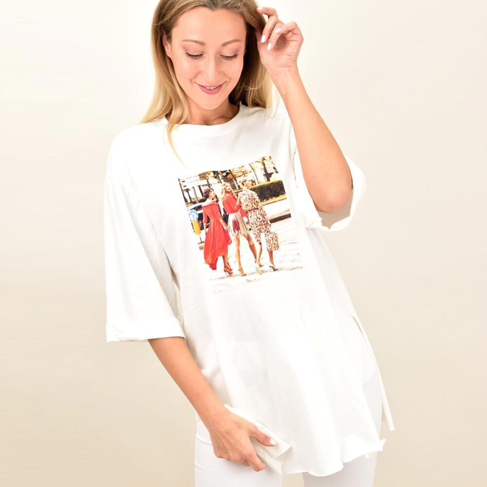 Γυναικεία μπλούζα με τύπωμα PARISIENNE oversized