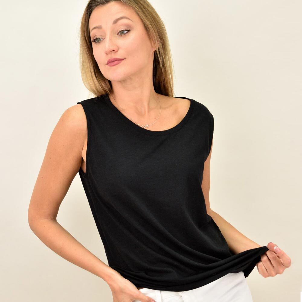 Γυναικεία αμάνικη μπλούζα με στρογγυλή λαιμόκοψη