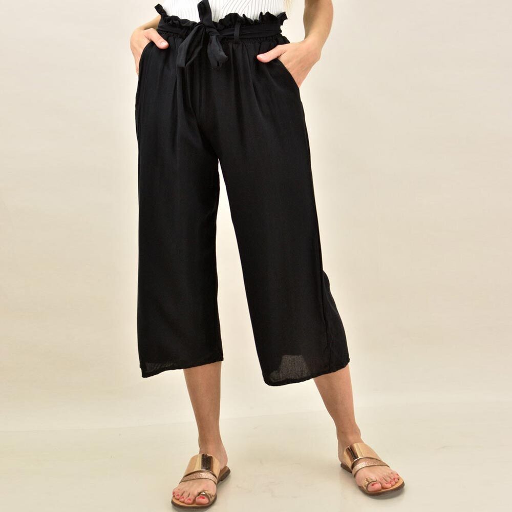 Γυναικεία παντελόνα ζιπ κιλότ με ζώνη